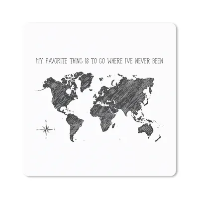 Produktbild von MuchoWow® Mauspad Mousepad Weltkarte - Schwarz und weiß - Zitat 30x30 cm - Mousepads - Maus Mat - Pad - Mausunterlage - Gaming