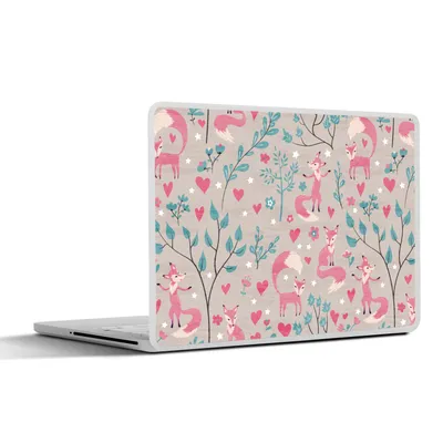 Produktbild von MuchoWow® Laptop Aufkleber Sticker Cover Fuchs - Muster - Liebe 30x22 cm - Laptop-Sticker