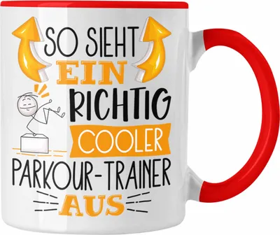 Produktbild von Trendation - So Sieht Ein Richtig Cooler Parkour-Trainer Aus Tasse Geschenk für Parkour-Trainer Geburtstag Geschenkdiee (Rot)