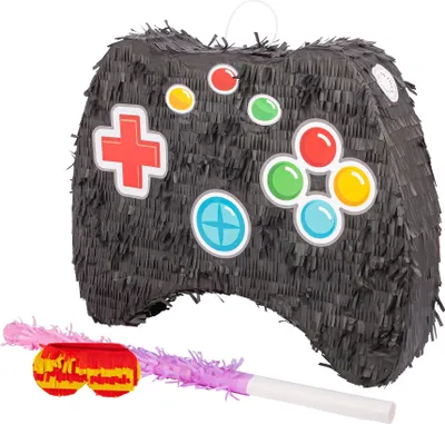 Produktbild von Fax Potato 3-teiliges Gamecontroller-Pinata-Set mit Stick und Augenbinde – Pink Stick