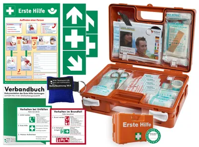 Produktbild von Verbandskoffer (K) Typ N -Komplettpaket- Erste Hilfe nach aktueller DIN 13157 (Betriebe) INKL. PERF. VERBANDBUCH +Notfallbeatmung & AUFKLEBER +Aushang