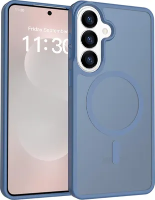 Image de Coque magnétique pour Samsung Galaxy S26+, compatible avec MagSafe, dos mat translucide, coque de protection antichoc, bleue