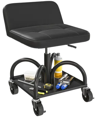 Produktbild von HOMCOM Werkstatthocker mit Rollen Ablagefläche, 58,5 cm hoch Rollhocker