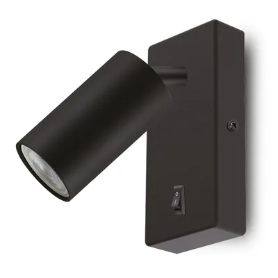 Image de Maclean lampe murale / applique, spot, rond, GU10, avec interrupteur, 55x100mm, couleur noir, MCE369 B