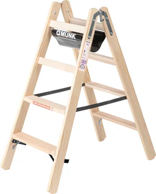 Produktbild von Stufen-Stehleiter Holz beidseitig begehbar 2x4 Stufen