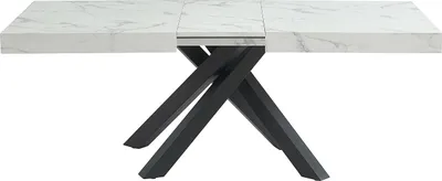 Produktbild von Klappbarer Esstisch für 6 bis 10 Personen aus MDF und Metall - Marmorimitation weiß und schwarz - CATONAV