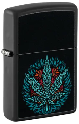 Produktbild von ZIPPO - Cannabis Design - Black Matte Color Image Black Light - Sturmfeuerzeug nachfüllbar Benzin