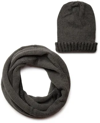 Produktbild von styleBREAKER 2-Teiliges Schal und Mütze Kombi Set, Uni Strick Loop Schlauchschal mit Strick Beanie Mütze 01018203