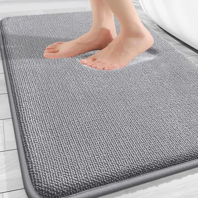 Image de Tapis de bain en mousse à mémoire de forme, antidérapant, ultra-absorbant, lavable, pour la salle de bain – 60 x 90 cm, gris