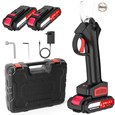 Produktbild von Elektrische Astschere - Akku Gartenschere 1200 W - 21 V bürstenloser Motor - Kohlenstahlklinge - Schnittstärke bis 25 mm - 2 Akkus