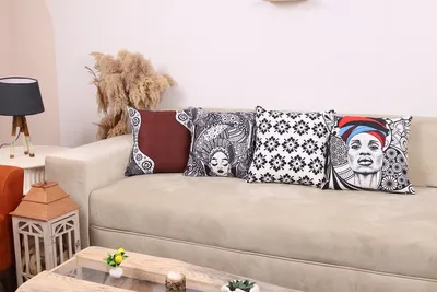 Produktbild von Dekorative 4er Set AFROWOMAN Kissenhüllen Dekokissen Hülle Kissenbezug Kissen