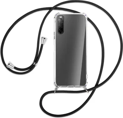 Produktbild von Handykette Backcover-Schutzhülle mit Band (Metall silberfarben) für Sony Xperia 10 II - schwarz