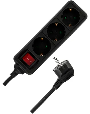 Obrázok produktu pre REV Rozvodná lišta – viacnásobná zásuvka, 3 zásuvky, 5 m, 3500 W, čierna