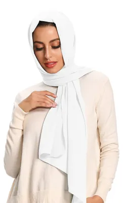 Produktbild von Txameru Hijab für Damen, Chiffon, Hijab, Schal für Damen, langer Schal, Weiß, La