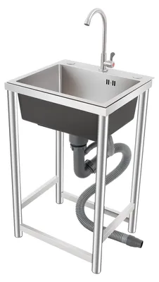 Obrázok produktu pre Solidchoice – Umývadlo z nehrdzavejúcej ocele s miešacou batériou, rozmer 45x41x75 cm