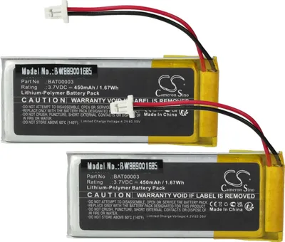 Two lithium-polymer battery packs are shown side-by-side on a white background.