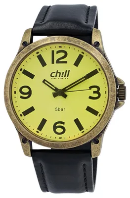 Produktbild von Herrenuhr Kunstleder  goldfarbig, 5 ATM