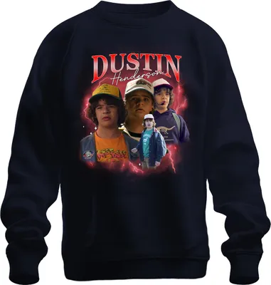 Immagine prodotto di Dustin Henderson Stranger Fan Gift Retro 80s Vintage Hawkins Felpa Unisex Pullover, Navy, S