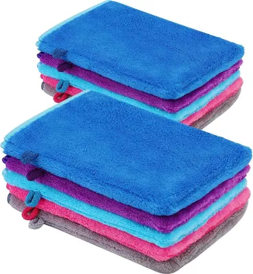 Produktbild von PHOGARY 10er Set Mikrofaser Waschhandschuhe 15,2 x 20,3 cm 5 Farben