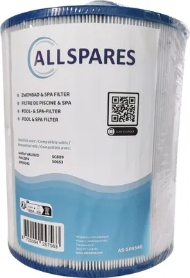 Produktbild von AllSpares Wasserfilter für Whirlpool/Pool Filterkartusche geeignet für Wellis AKU1610 / PWL25P4 / SC809 / AM00243 (Ø145x173mm)
