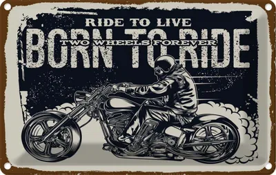Produktbild von vianmo Blechschild 20x30 cm Ride to live Born to ride