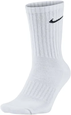 A white Nike sock with a black Nike swoosh logo.