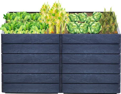 Produktbild von Hochbeet klassisch GARANTIA Ergo Quadro 2 L inkl. Flora-Wassersparsystem 75 160 x 80 x 75 cm stone