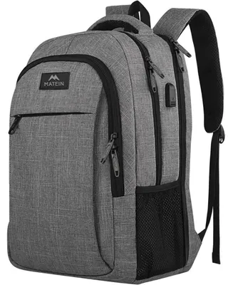 Productafbeelding van Reistas voor laptops, 17 inch, met USB-oplaadpoort, waterdicht, diefstalwerend, lichtgrijs