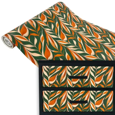 Produktbild von Klebefolie Möbel 45x100 cm - Boho Blätter - Selbstklebende Möbelfolie in Deko-Stil - Folie für Möbel ideal zum Renovieren von Schränken, Türen und Arbeitsplatten