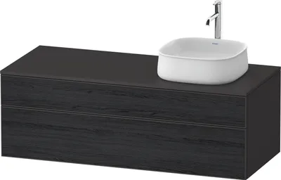 Image de Duravit Zencha Meuble sous-lavabo sur console, 1300x550mm, 1 tiroir, 1 coulissant, découpe à droite, ZE4822R16800000