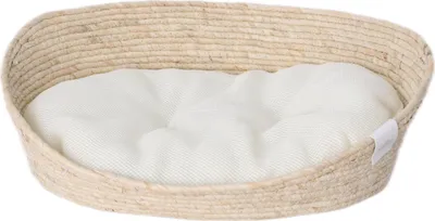Produktbild von Dehner Premium Lovely Kuschelbett Tiefer Schlaf, Hundebett / Katzenbett, 43 x 35 x 15 cm, Naturmaterial/Plüsch, weiß/beige