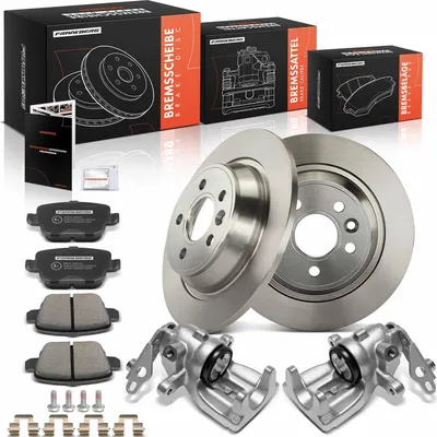 Produktbild von Frankberg 2x Bremssattel+2x Bremsscheiben+4x Bremsbeläge Hinten für Ford Focus II Mondeo