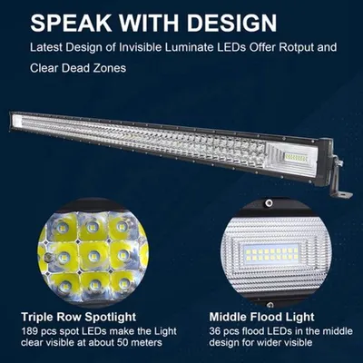Immagine prodotto di Barra illuminante a LED per fuoristrada - da 22 a 52 pollici - 12V/24V - Fari da lavoro - Set - Illuminazione per veicoli