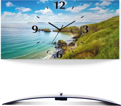 Produktbild von ARTland Wanduhr, gebogen Quarzuhr - schwarzer Zeiger Küstenweg in Carrick-a-Rede Größe: 50x25 cm