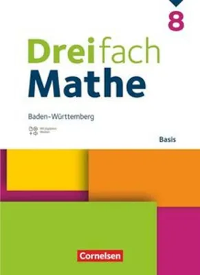 Produktbild von Dreifach Mathe 8. Schuljahr - Baden-Württemberg - Basis - Schulbuch - Mit digitalen Hilfen, Erklärfilmen und Wortvertonungen