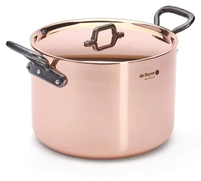 Kupfer-Bratpfanne 24 cm, 6,6 l, mit Deckel, rund