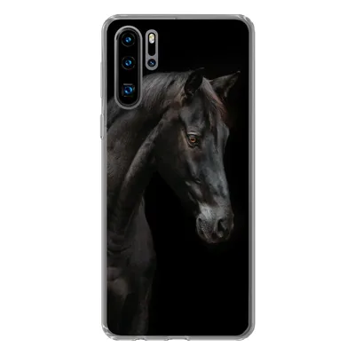 Produktbild von MuchoWow® Handyhülle Schutzhülle Hülle für Huawei P30 Pro Pferd - Tiere - Schwarz - Porträt Silikon Softcase Handy Hülle - Schutzdeckel