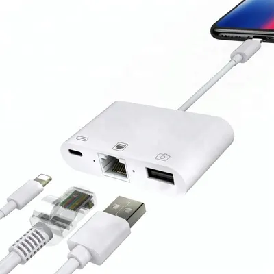 Produktbild von ENGELMANN Lightning auf Lightning F, Ethernet und USB Kamera F Adapter, Weiß