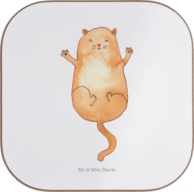 Produktbild von Mr. & Mrs. Panda Untersetzer für Gläser Katze Umarmen - Weiß - Geschenk, Tassen, Coaster, Tischuntersetzer, Teeuntersetzer, Cat, Holzuntersetzer, Katzen, Cats, Liebe