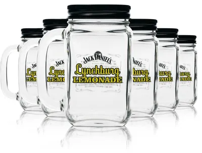 Produktbild von 6x Jack Daniels Whisky Lynchburg Lemonade Gläser Cocktail Deckel