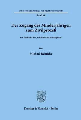 Produktbild von Der Zugang des Minderjährigen zum Zivilprozeß.