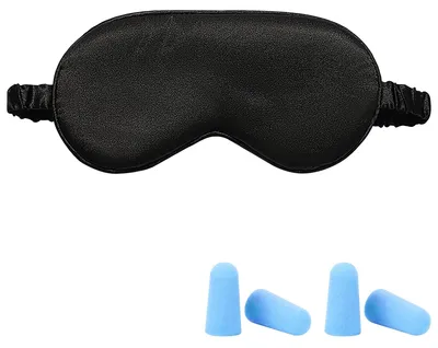 Image de Masque de sommeil, masque occultant, masque de nuit, masque de sommeil doux pour la peau et inodore, avec bouchons d'oreilles, pour hommes et femmes