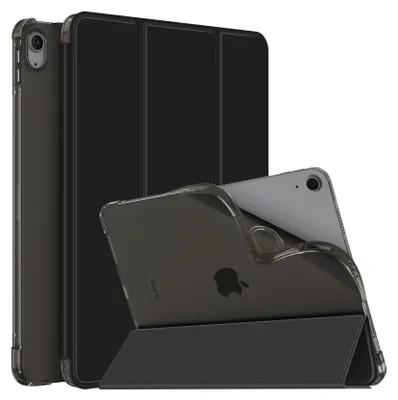 Produktbild von Fintie Hülle für iPad Air 11 Zoll (M3) 2025/ (M2) 2024, iPad Air 5./4. Gen 2022/2020 10,9 Zoll mit Stifthalter, TPU Soft Transparenter Rückseite Abdeckung Schutzhülle Intelligent Case Cover, Schwarz