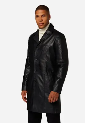 Produktbild von Herren Ledermantel Kurzmantel Gehrock Ricano SAFARI – schwarz / L