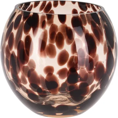 Image de Bougeoir en verre coloré 15x13cm, marron
