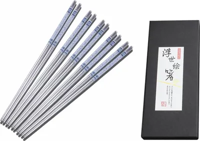 Obrázek produktu pro Sada 5 párů nerezových hůlek na sushi v šedé barvě