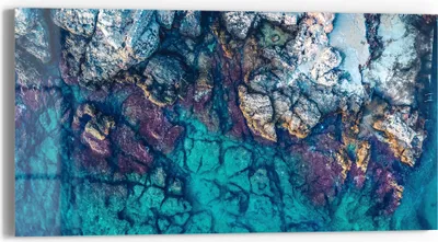 Produktbild von DEQORI Glasbild Echtglas 60x30 cm 'Küstenfarbenspiel' Wandbild Bild modern Deko