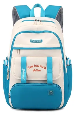 Productafbeelding van Rugzak voor kinderen, geschikt voor meisjes en jongens, blauw, polyester, 32x20x48 cm