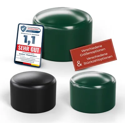 Produktbild von Qualinos 570 Stück Pfostenkappe Zaunpfostenkappe für Rundrohr Zaunpfosten Maschendrahtzaun 60 mm Grün 6005 mit Kragen