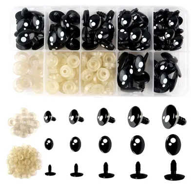 Produktbild von TOAOB Kunststoff Oval Sicherheitsaugen 76 Stück 8mm bis 16mm für Bastelarbeiten